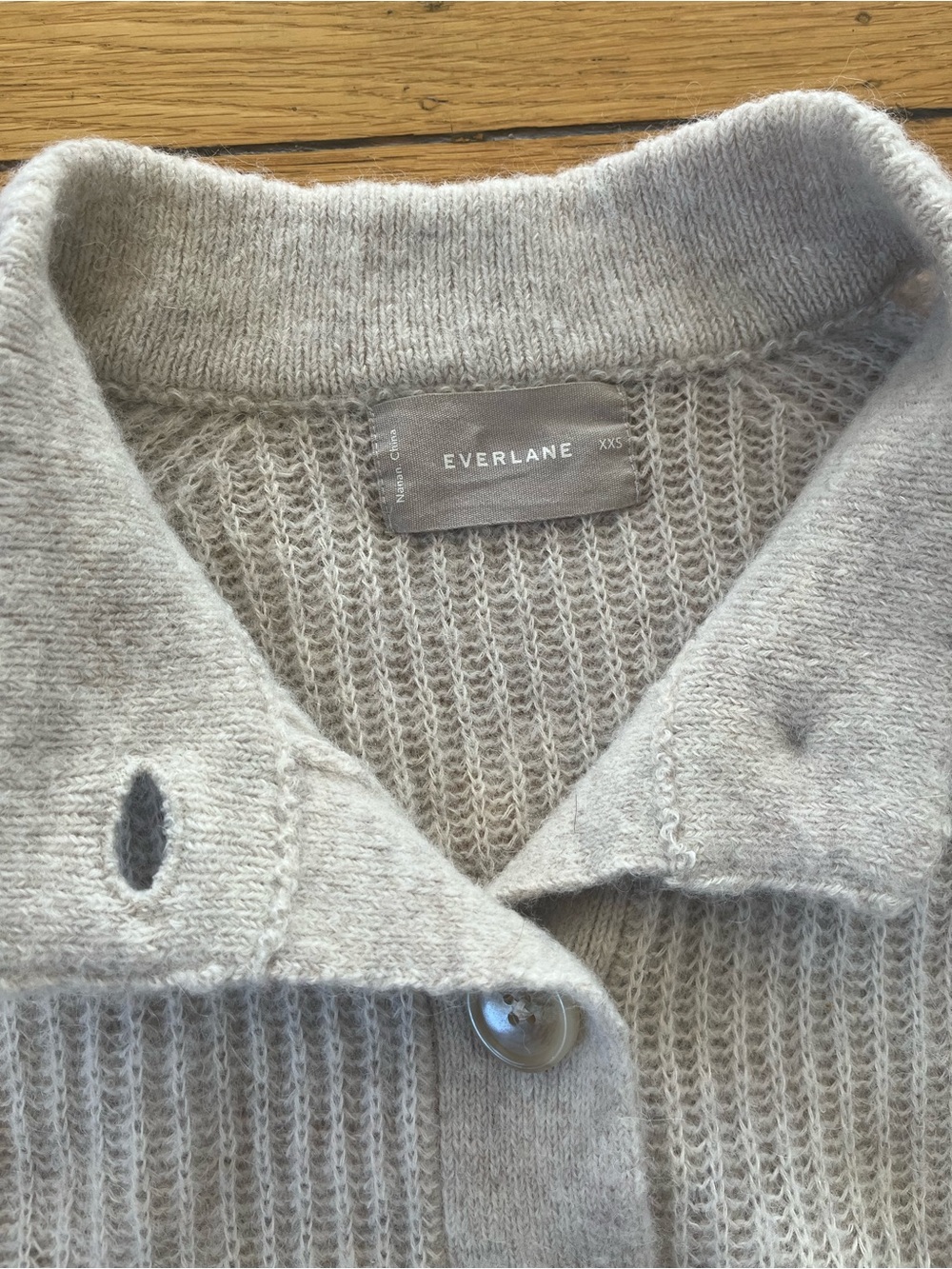 Everlane Cream Ribbed Button-Up Cardigan - Picture 2 of 3